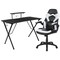Emma and Oliver Gaming Desk and Racing Chair Set with Headphone Hook, and Monitor Stand